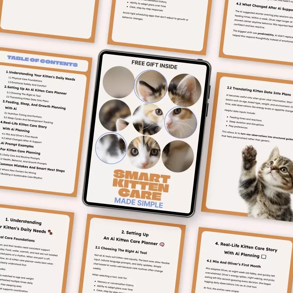 Smart Kitten Care Made Simple – Digital Ebook Guide with AI Kitten Care Planner for New Cat Owners