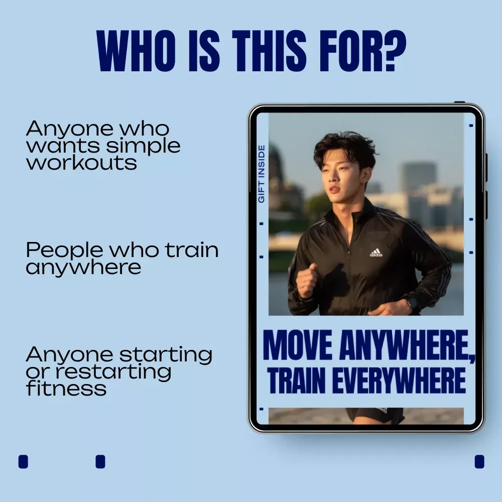 Move Anywhere, Train Everywhere | No-Equipment Bodyweight Fitness Guide, Travel Workout eBook, At-Home Strength & Cardio Training Checklist