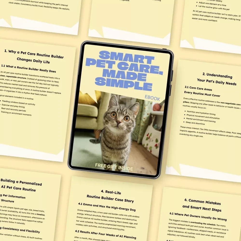 Smart Pet Care, Made Simple – AI Pet Care Routine Builder eBook for Busy Pet Owners, Personalized Daily & Weekly Care Plans, Easy-to-Follow Digital Guide