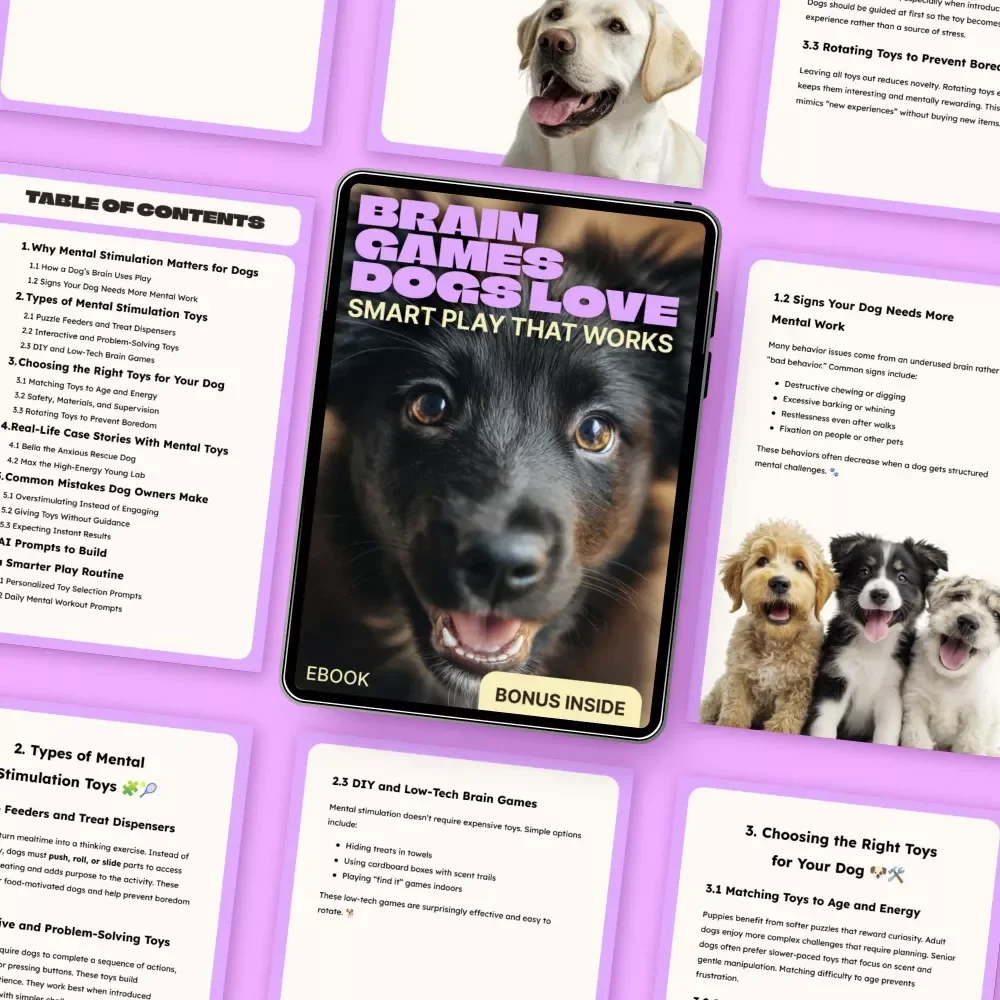 Brain Games Dogs Love, Smart Play That Works | eBook Guide to Mental Stimulation Toys for Dogs & Easy Brain Games