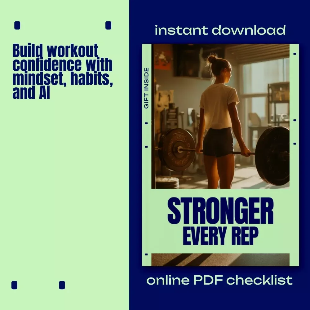 Stronger Every Rep – Fitness Confidence Guide, Workout Mindset Reset, No-Pressure Training Routine, AI Fitness Motivation Digital Download
