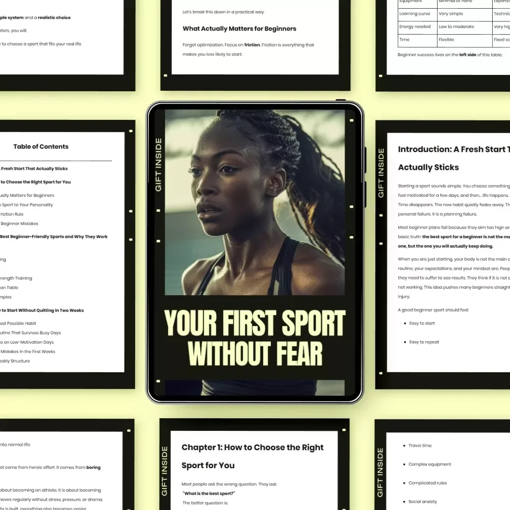 Your First Sport Without Fear – Beginner-Friendly Fitness eBook Guide | Find the best sport for beginners & Start Confidently