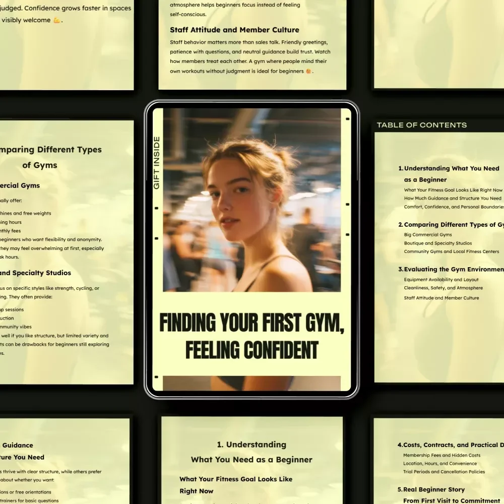 Finding Your First Gym, Feeling Confident – Beginner's Guide, eBook & Checklist for Choosing the Right Gym with Confidence, AI Tips, and Personal Boundaries