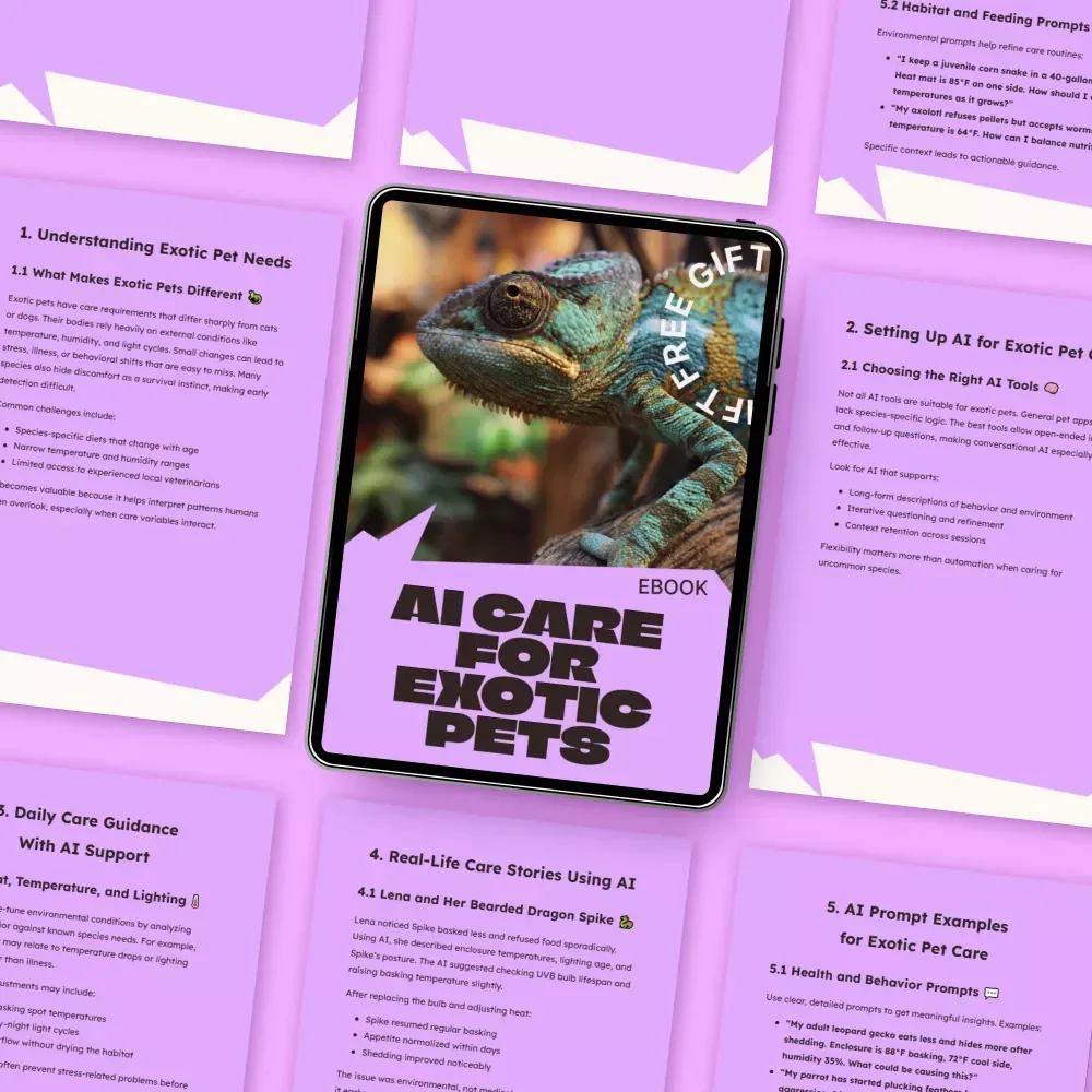AI Care for Exotic Pets | Smart AI Exotic Pet Care Guidance eBook for Reptiles, Birds & Unique Companions