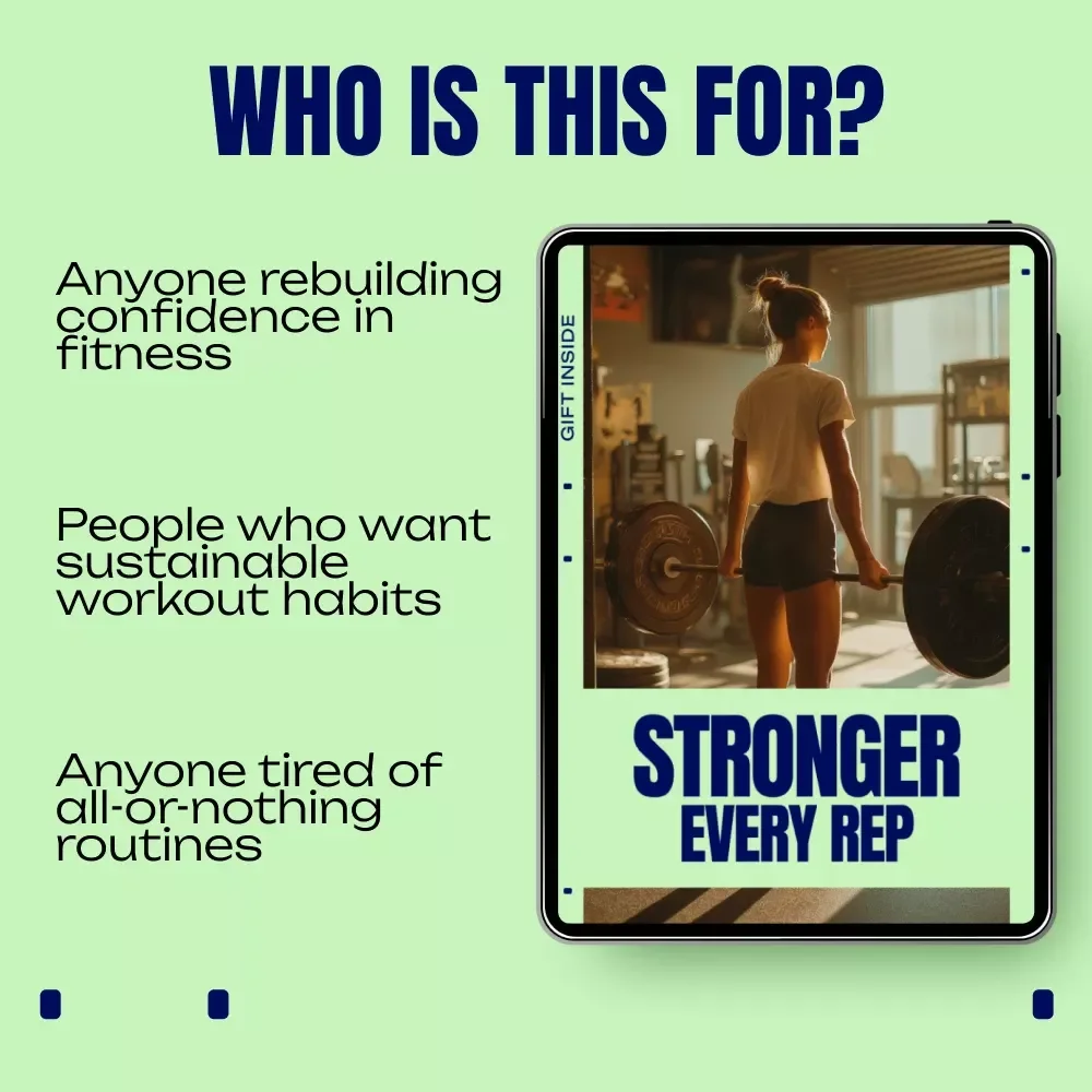 Stronger Every Rep – Fitness Confidence Guide, Workout Mindset Reset, No-Pressure Training Routine, AI Fitness Motivation Digital Download