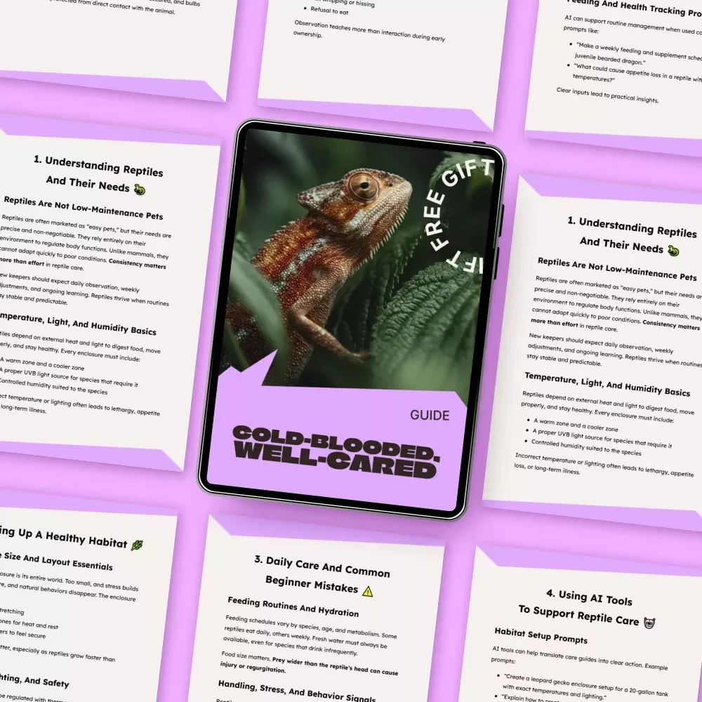Cold-Blooded, Well-Cared | Reptile Care Beginner Guide for New Owners | Step-by-Step Habitat, Feeding & Daily Care Digital Guide