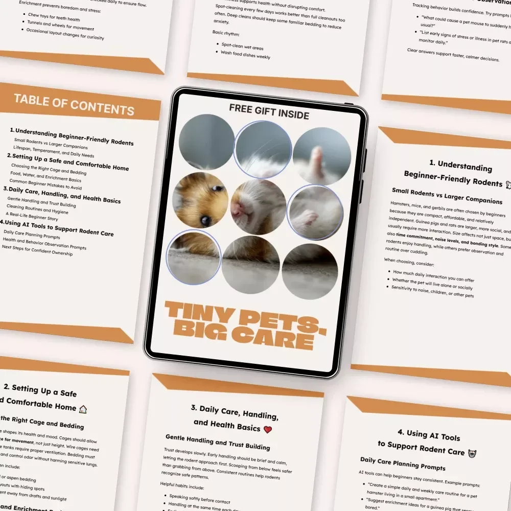 Tiny Pets, Big Care – Beginner Rodent Care Guide | rodent care beginner tips | Easy Setup, Daily Care & Confidence for New Owners