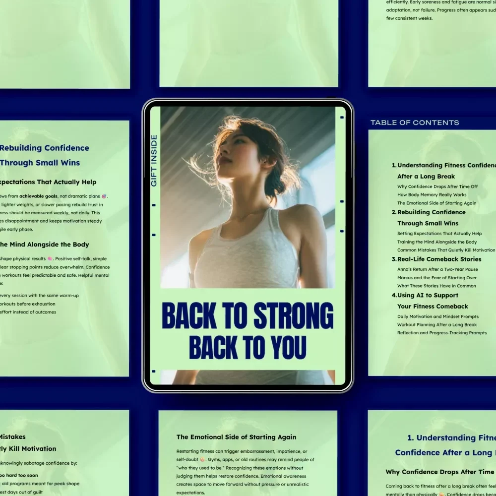 Back to Strong, Back to You – Fitness Confidence Reset Guide for Restarting Workouts After a Long Break | Digital Download eBook & Checklist