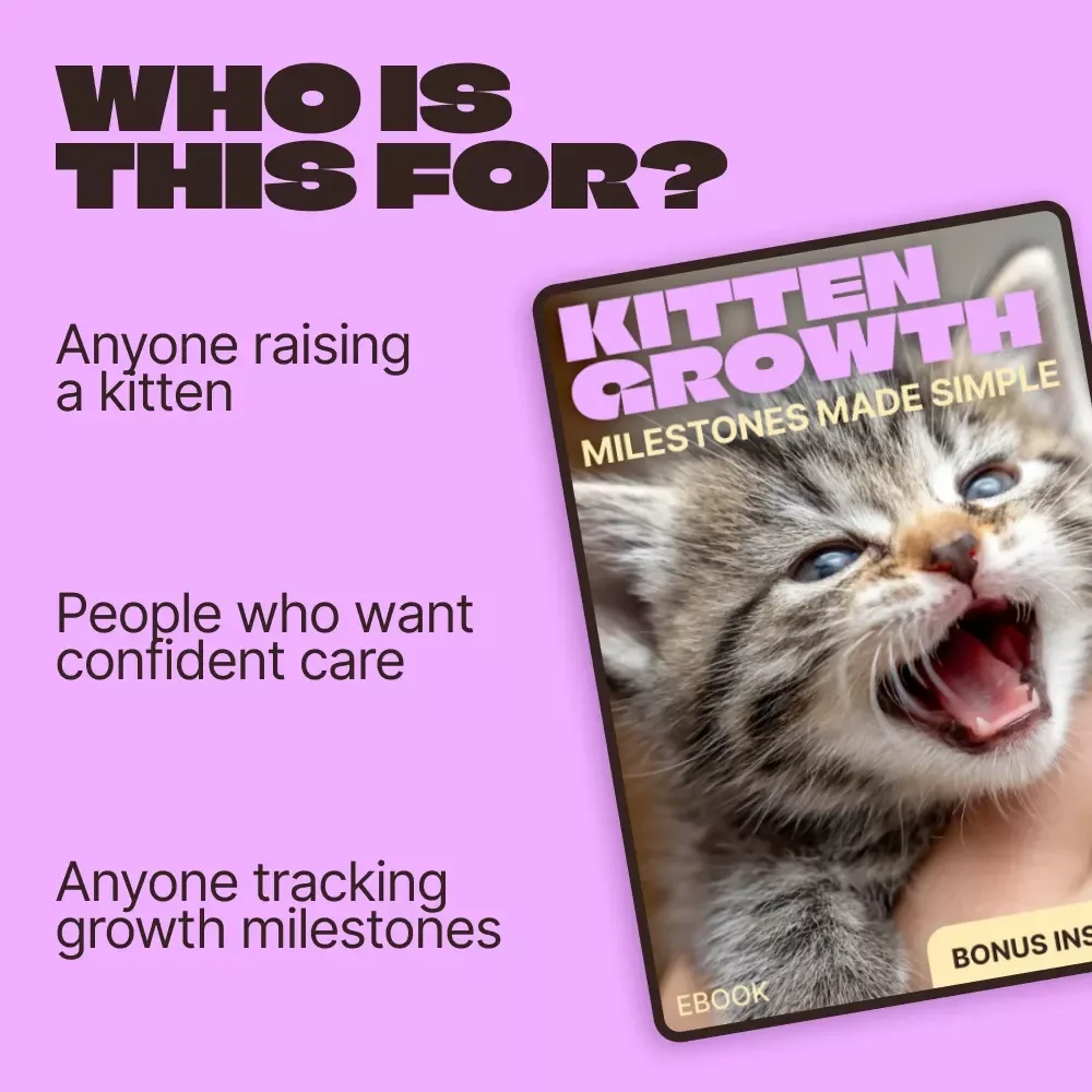 Kitten Growth Milestones Made Simple – Complete Kitten Growth Milestones Chart eBook for Newborn to 4 Months | Kitten Development, Feeding, Behavior & Health Guide