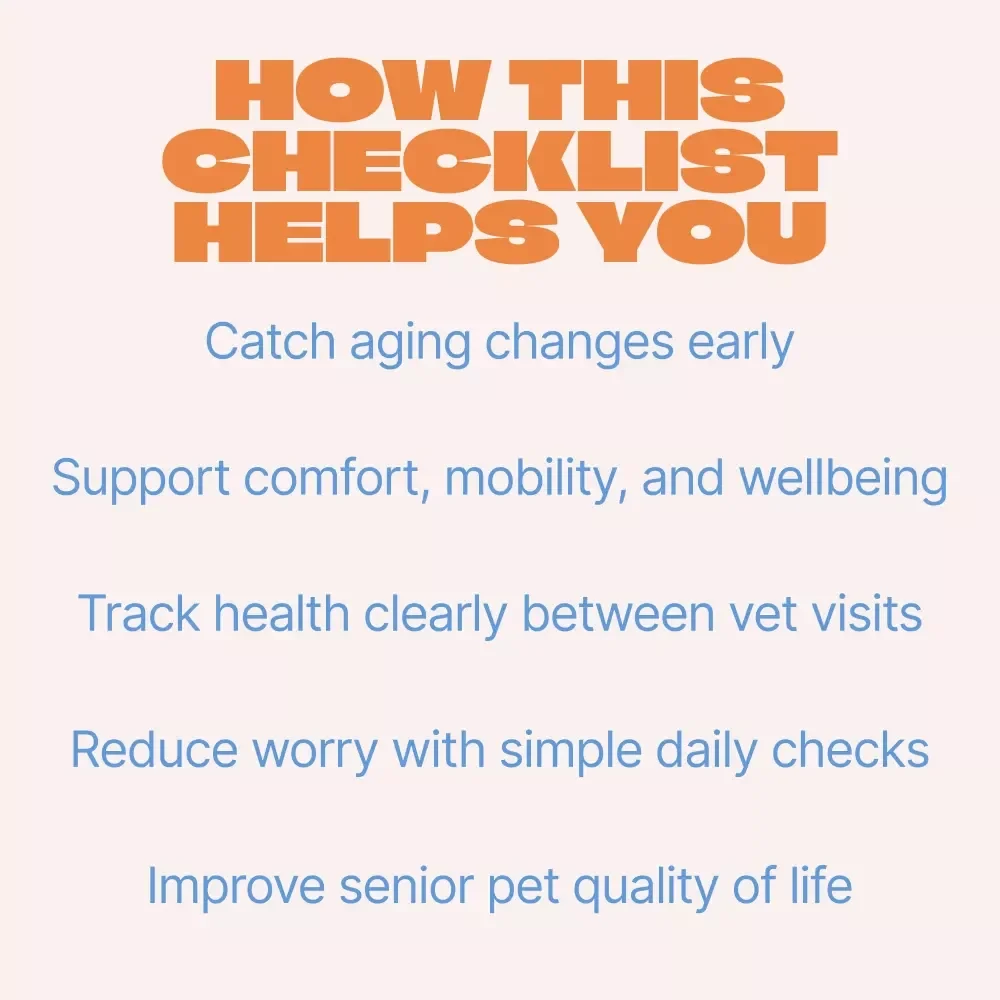 Pet Aging Radar | Printable Pet Aging Checklist | Easy Guide to Spot Signs of Aging in Pets | Senior Dog & Cat Care Download