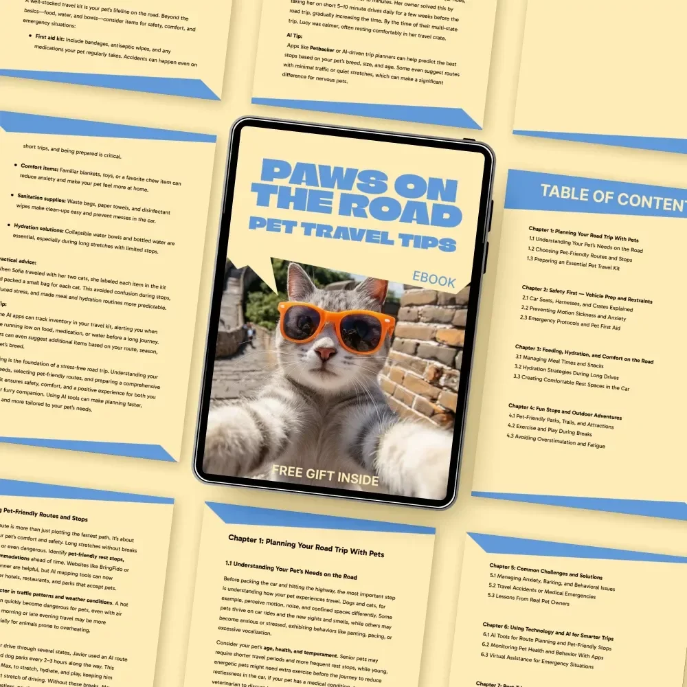 Paws on the Road: Pet Travel Tips – Ultimate Pet Travel Guide, Road Trip With Pets eBook, Digital Download for Stress-Free Adventures