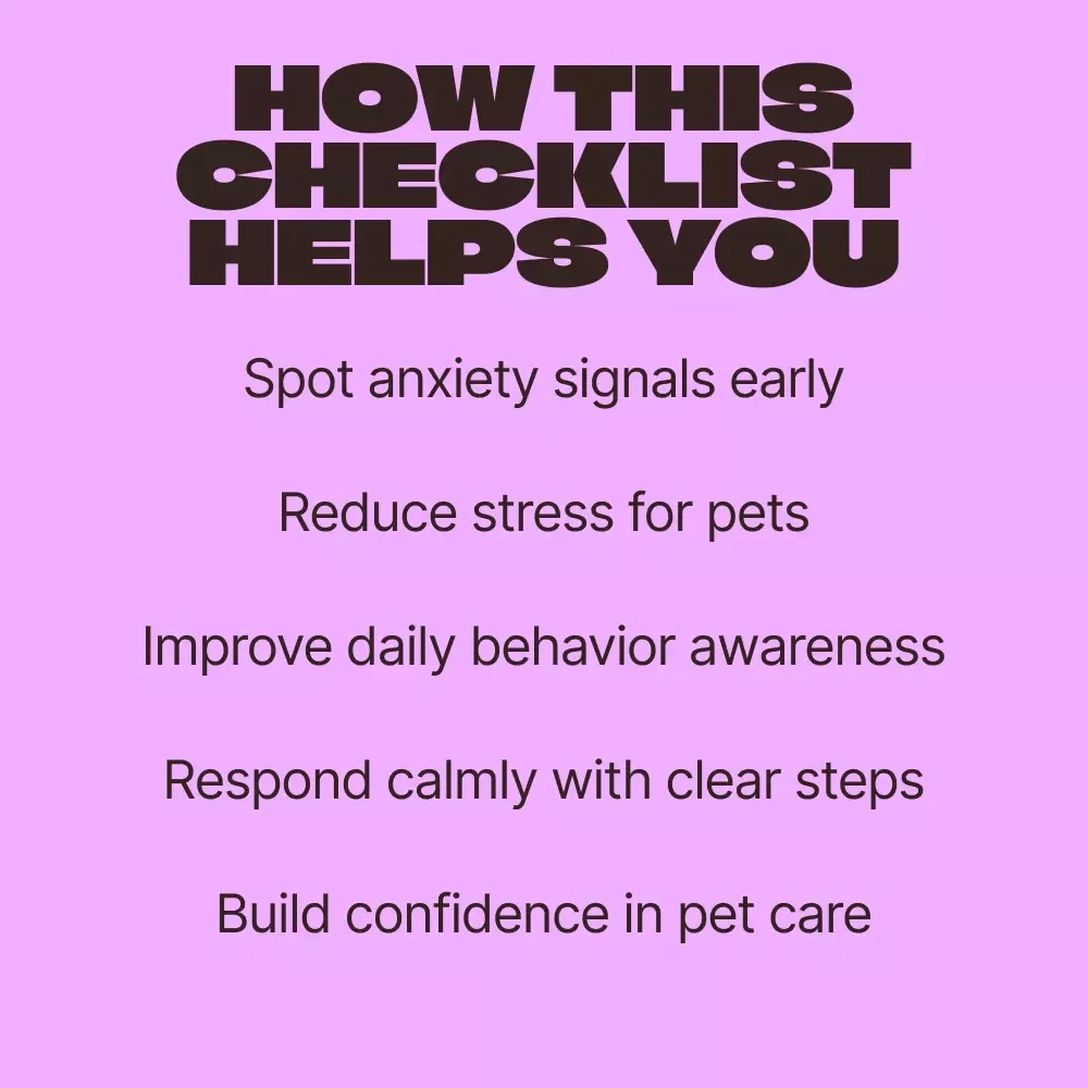 Spot Pet Anxiety Before It Hits | Printable Checklist for Early Signs of Anxiety in Pets | Pet Behavior Awareness Digital Download