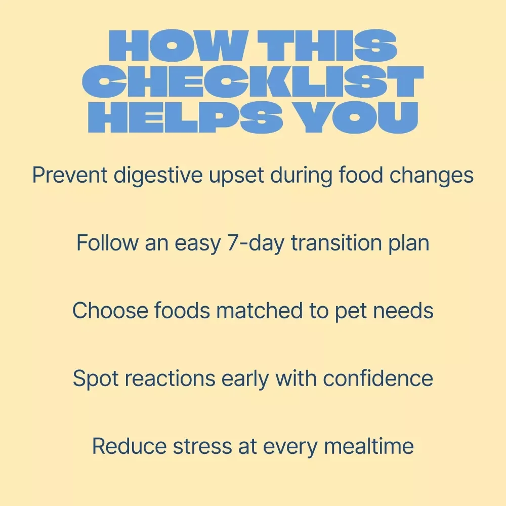 How to Change Your Pet’s Food Safely – Easy Checklist for Switching Pet Food Safely, Stress-Free Feeding Transition Guide