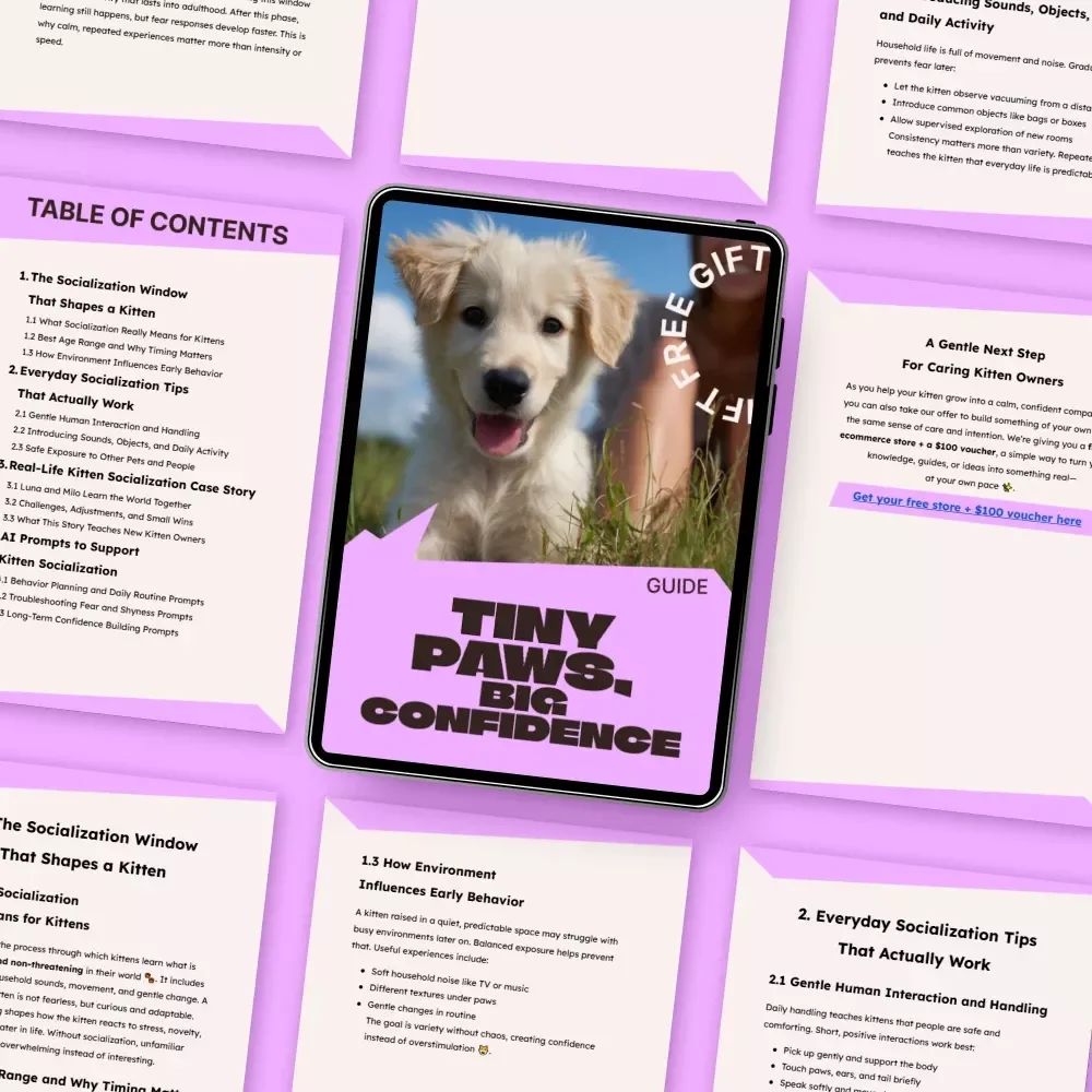 Tiny Paws, Big Confidence – A Practical Guide to Kitten Socialization Tips for Calm, Confident Cats | Digital Download
