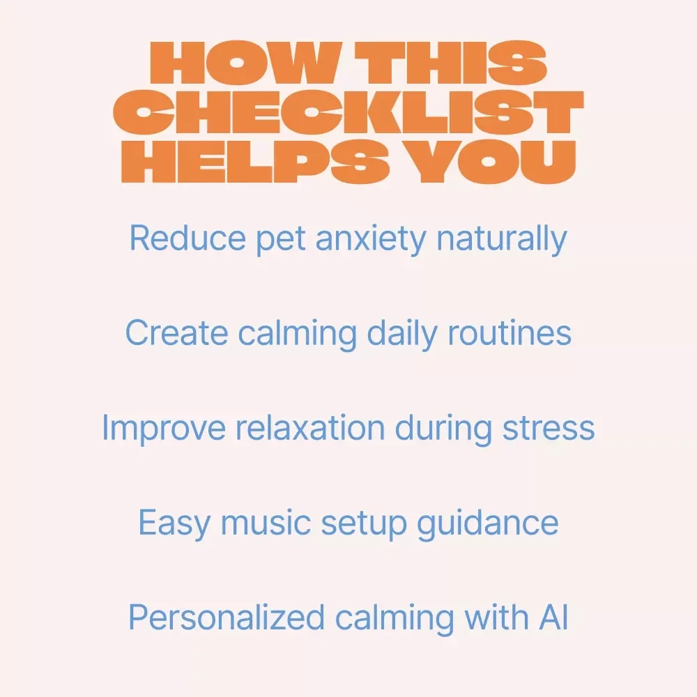 Music Checklist to Calm Your Pet – Easy Digital Checklist for Music That Calms Pets, Reduce Anxiety, Relax Dogs & Cats at Home