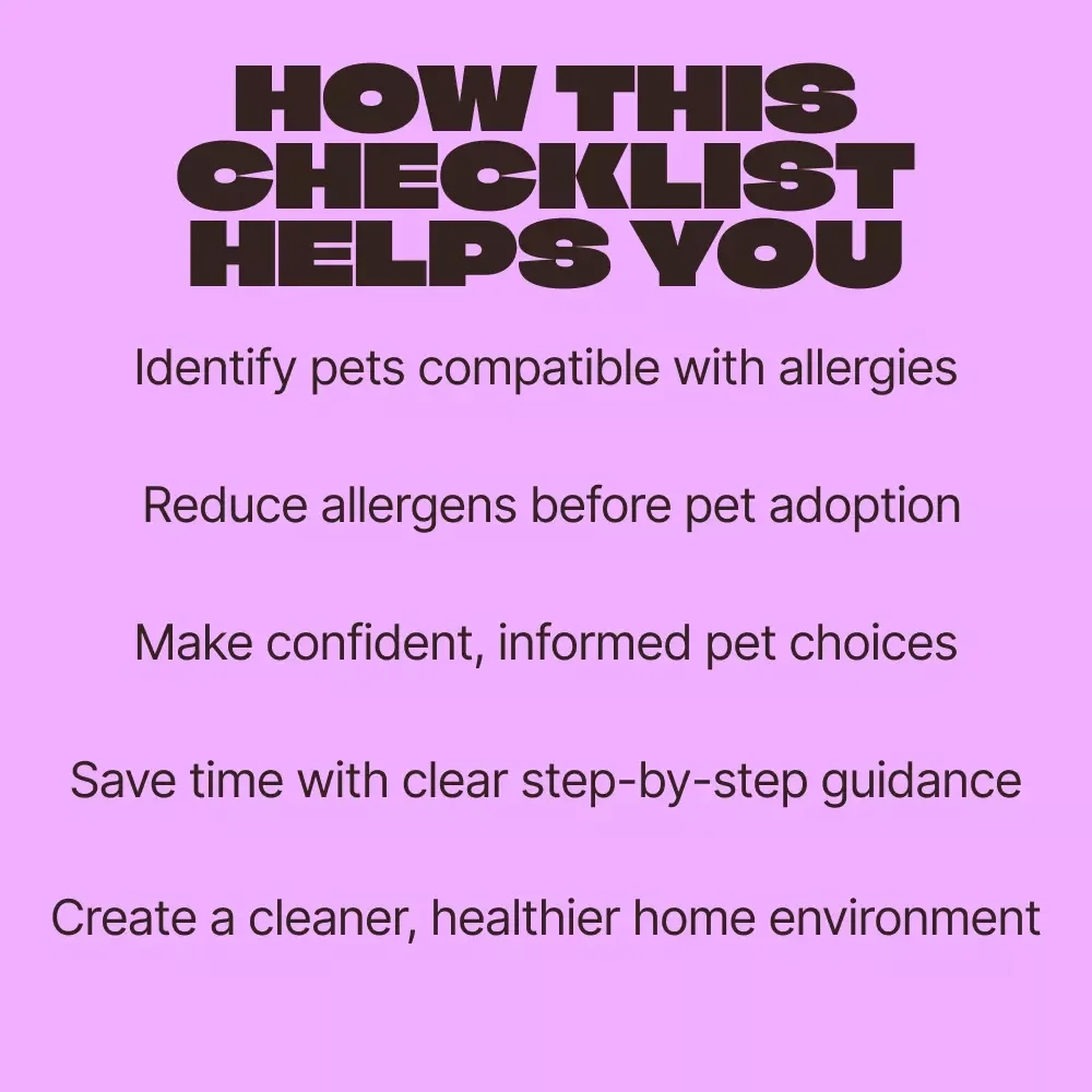 Allergy-Friendly Pet Companions – Easy Digital Checklist for Finding the best pets for allergies | Smart Pet Choice Guide
