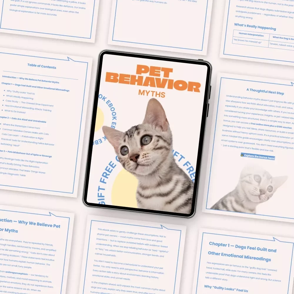 Pet Behavior Myths: A Science-Backed eBook for Understanding Dogs & Cats, Debunking pet behavior myths, Better Training & Stronger Bonds