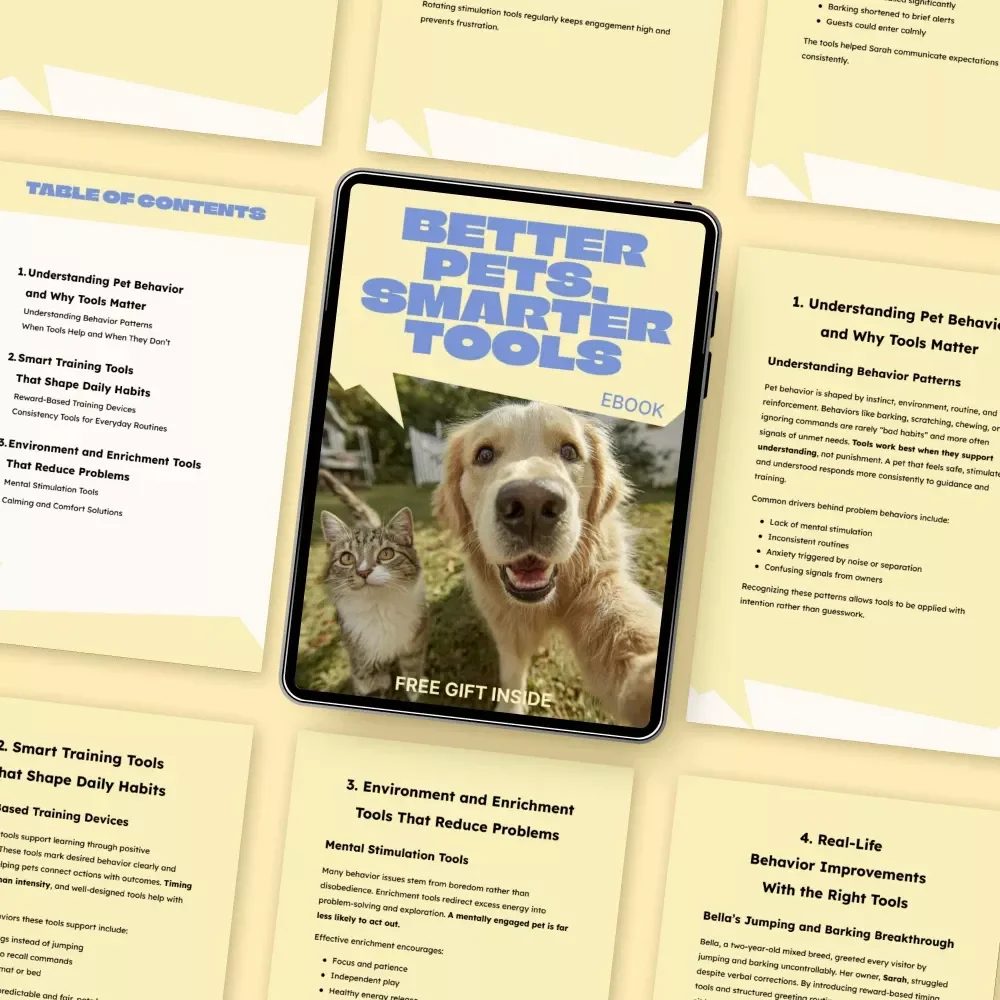 Better Pets, Smarter Tools – Practical eBook Guide to Tools That Improve Pet Behavior, Smart Training Solutions, Daily Routines & Enrichment for Happier Dogs and Cats