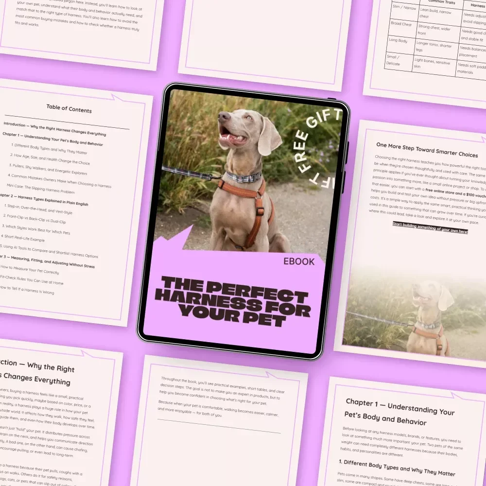 The Perfect Harness for Your Pet | Ebook Guide on How to Choose a Pet Harness | Stress-Free Fit, Comfort & Walking Confidence