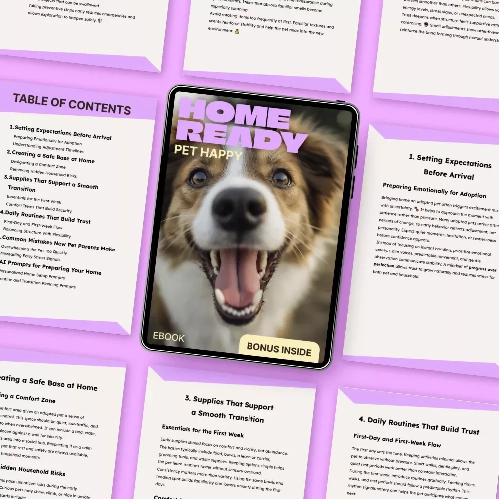 Home Ready, Pet Happy | A Practical eBook for Preparing Home for Adopted Pet, Stress-Free Transitions & Confident New Pet Parents