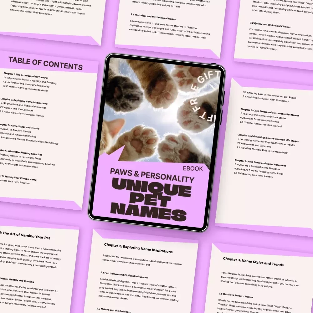 Paws & Personality: Unique Pet Names | Ebook of Unique Pet Name Ideas for Dogs, Cats & More
