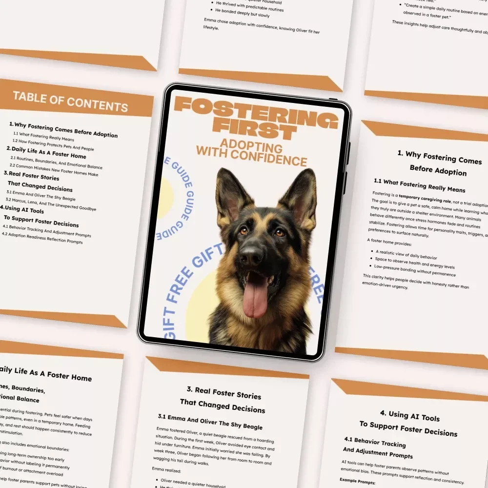 Fostering First, Adopting With Confidence | Practical Guide to Fostering Pets Before Adoption, Real Foster Stories, AI Decision Tools