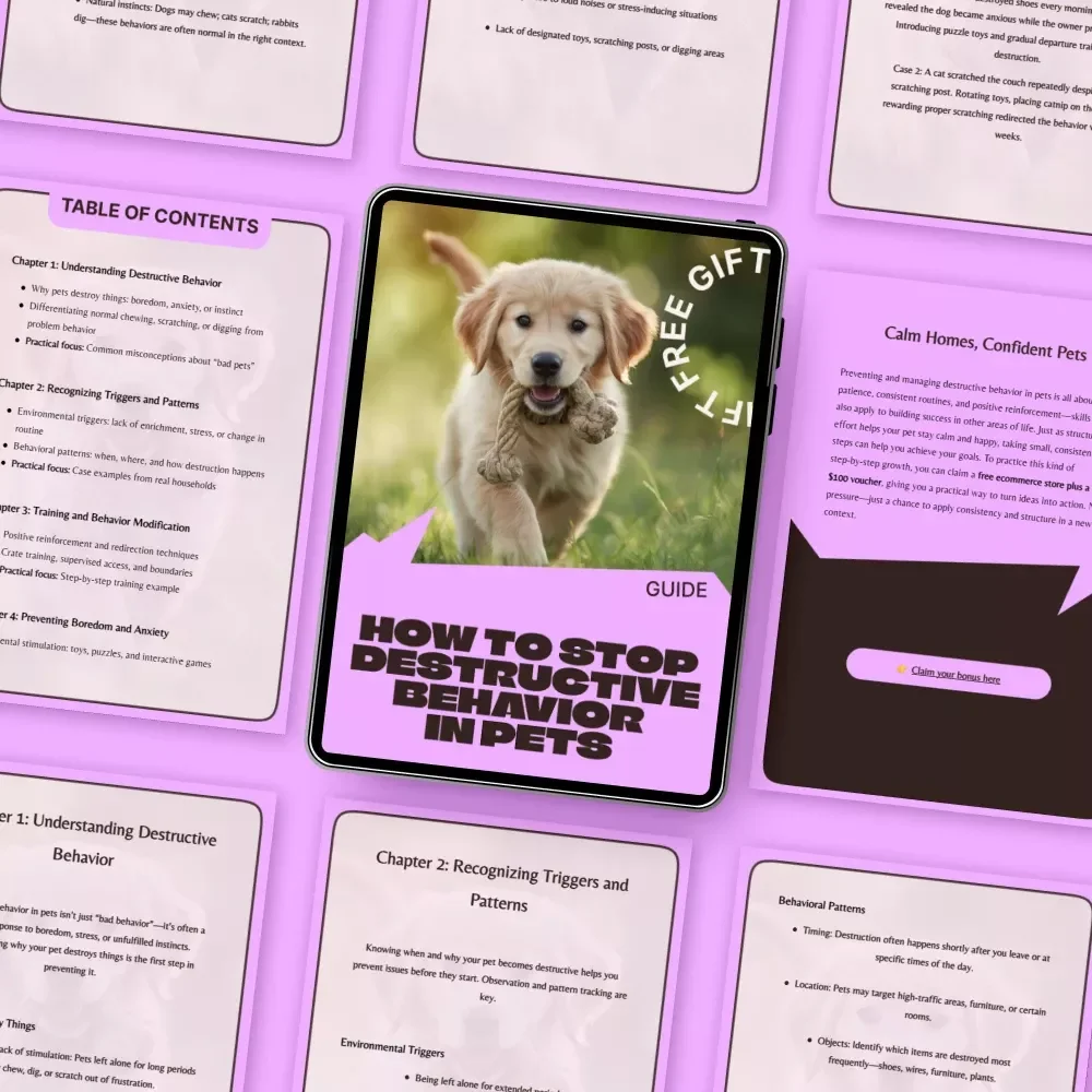 How to Stop Destructive Behavior in Pets | Practical Ebook Guide for Pet Owners | Training, Anxiety Relief & Daily Routines