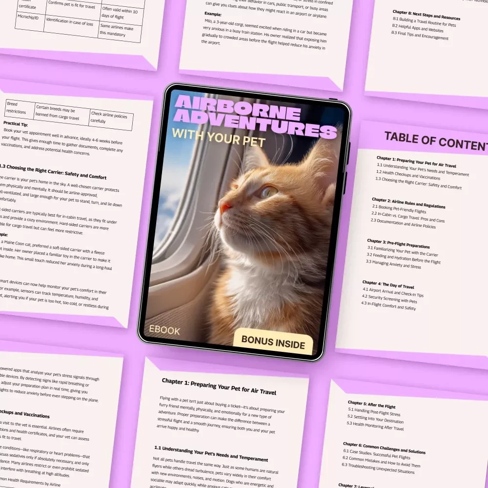 Airborne Adventures with Your Pet | Ultimate Pet Air Travel Guide, Flying with Pets eBook, Stress-Free Airline Travel Checklist