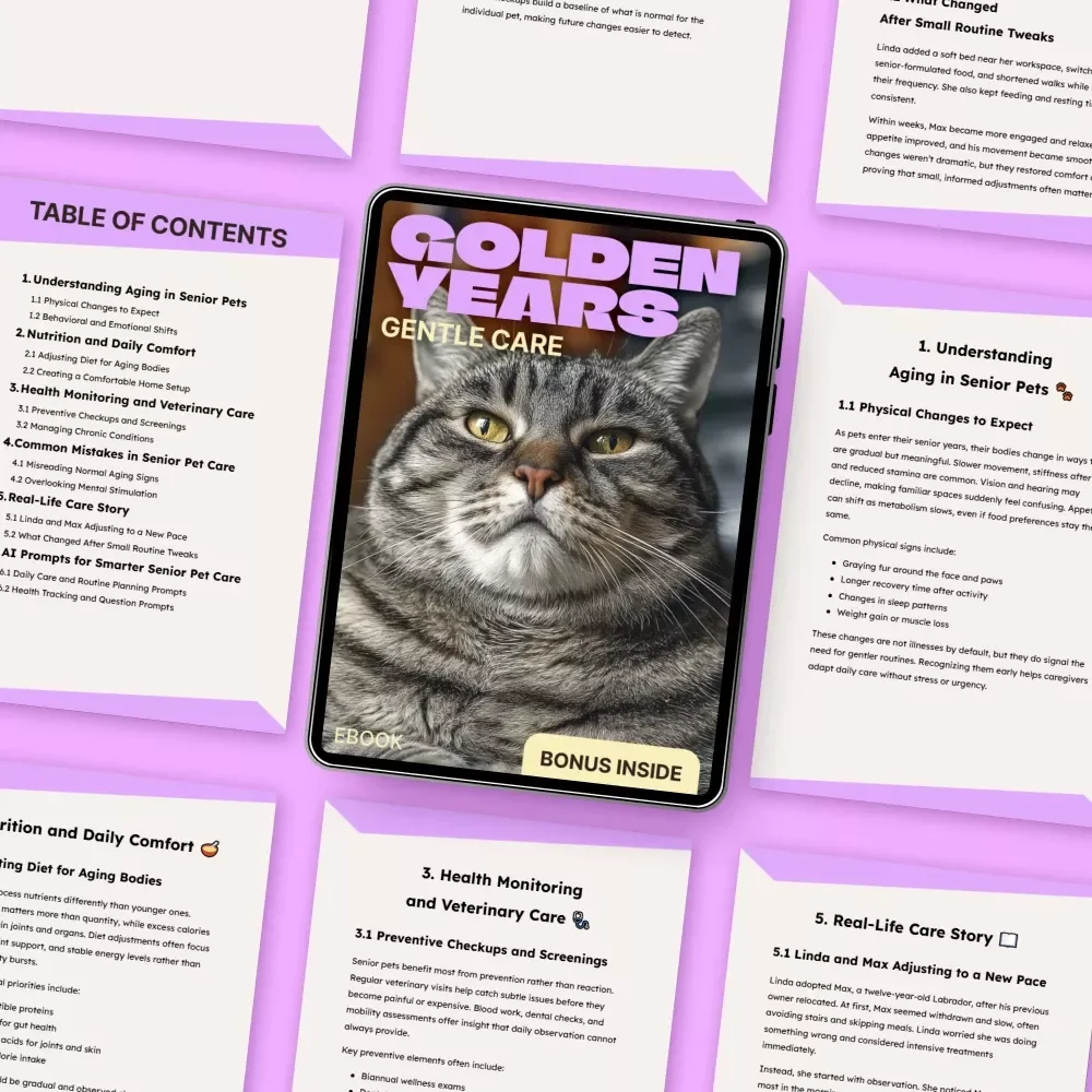 Golden Years, Gentle Care – Senior Pet Care Basics eBook for Aging Dogs and Cats | Loving Guide for Comfort, Health, and Daily Support