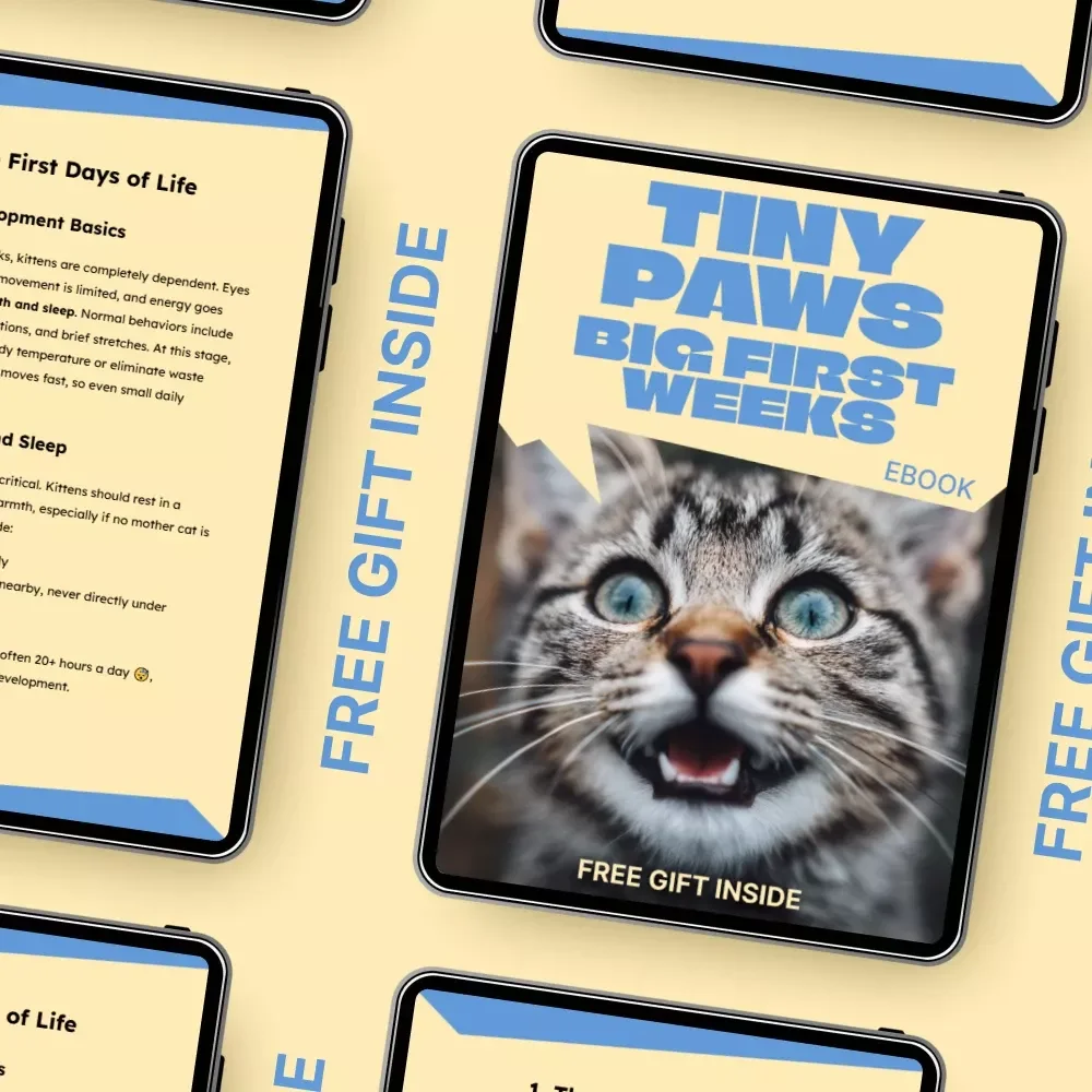 Tiny Paws, Big First Weeks – Kitten Care First 8 Weeks eBook Guide for Newborn Kittens, Feeding, Health & Early Development