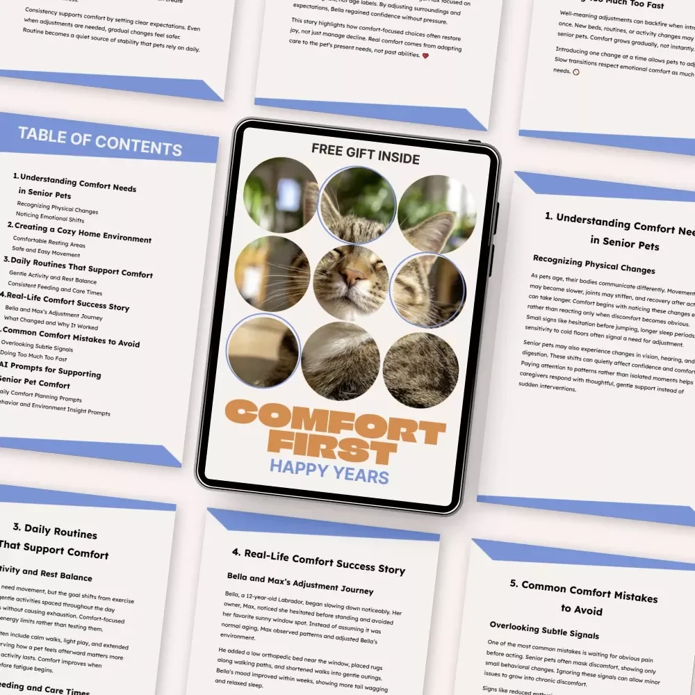 Comfort First, Happy Years – A Practical eBook Guide with Comfort Tips for Senior Pets, Creating Cozy Homes, Gentle Routines, and Happier Golden Years