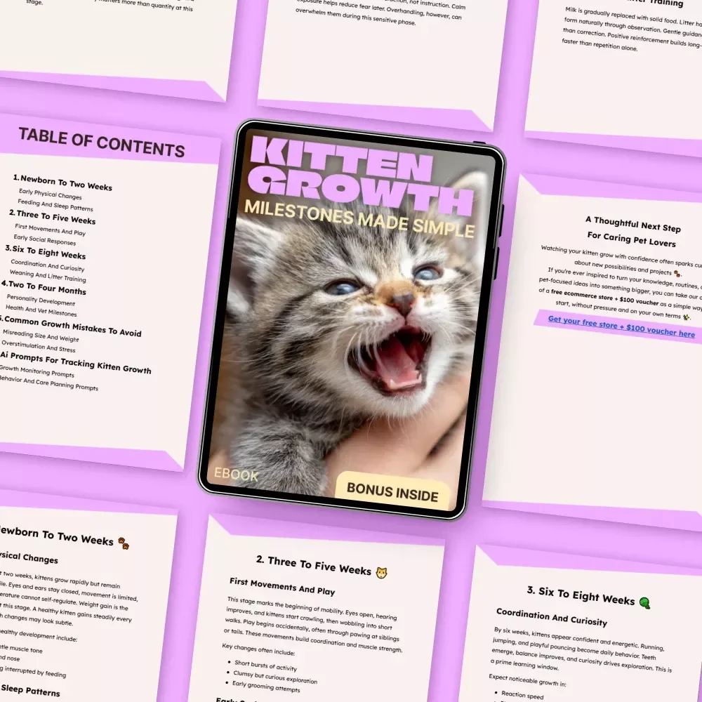 Kitten Growth Milestones Made Simple – Complete Kitten Growth Milestones Chart eBook for Newborn to 4 Months | Kitten Development, Feeding, Behavior & Health Guide