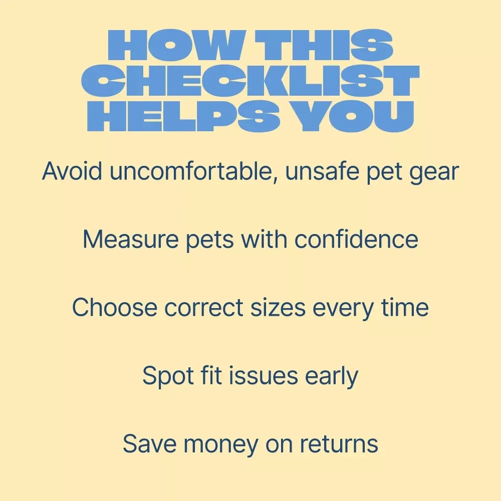 Pet Gear Fit Problems – Smart Checklist for Solving pet gear fit problems | Printable Digital Download for Dogs & Cats