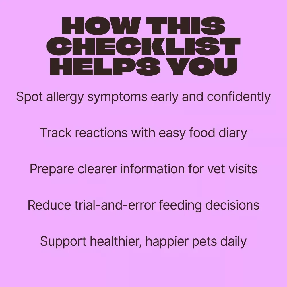 Pet Allergy Detective Checklist – Easy Food Allergies in Pets Signs Tracker, Printable Pet Health Guide for Dogs & Cats, Symptom Log, Vet-Ready Checklist