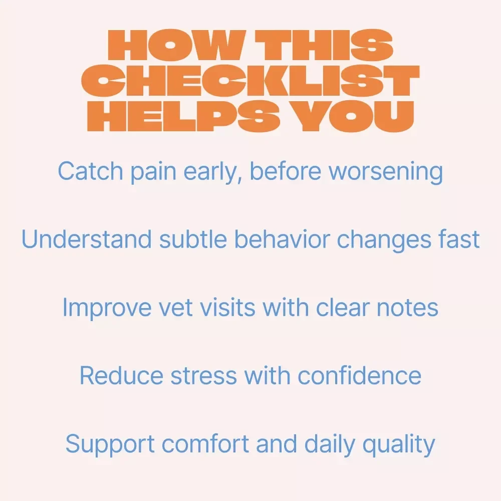 Pain Patrol – Printable Checklist for Spotting Pain Signs in Older Pets | Senior Dog & Cat Wellness Tracker