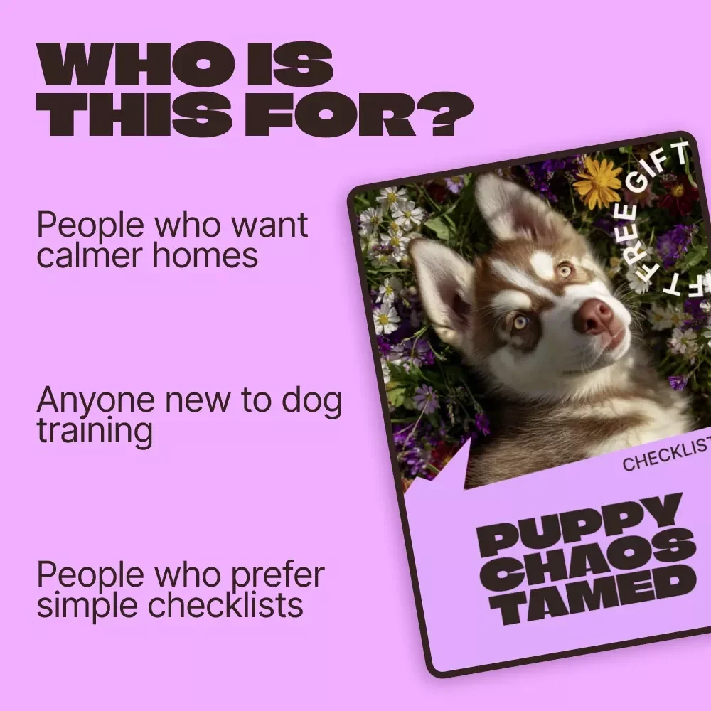 Puppy Chaos Tamed – Printable Puppy Training Checklist for Common Puppy Behavior Problems | New Puppy Survival Guide | Easy Daily Training Plan