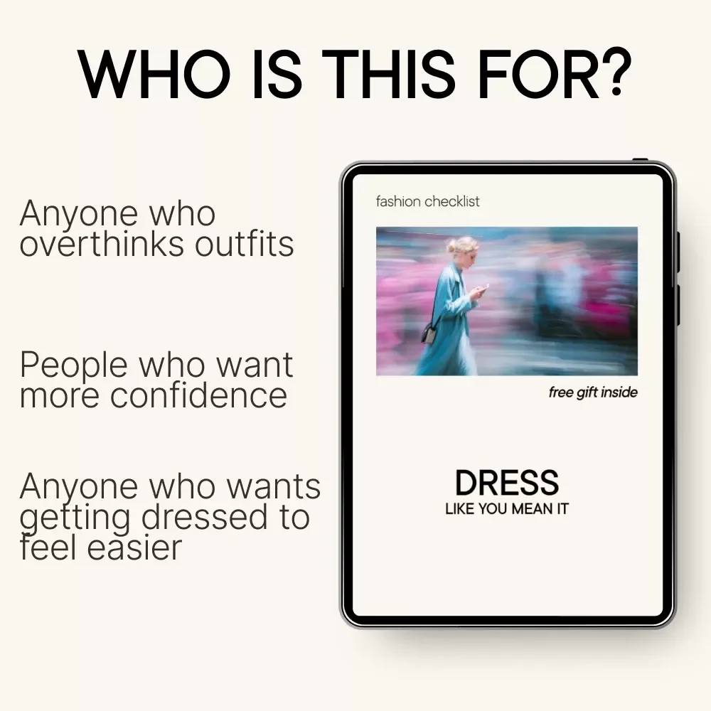 Dress Like You Mean It – Digital Style Confidence Guide, Outfit Reset eBook, Everyday Dressing Checklist, AI Outfit Planner Download