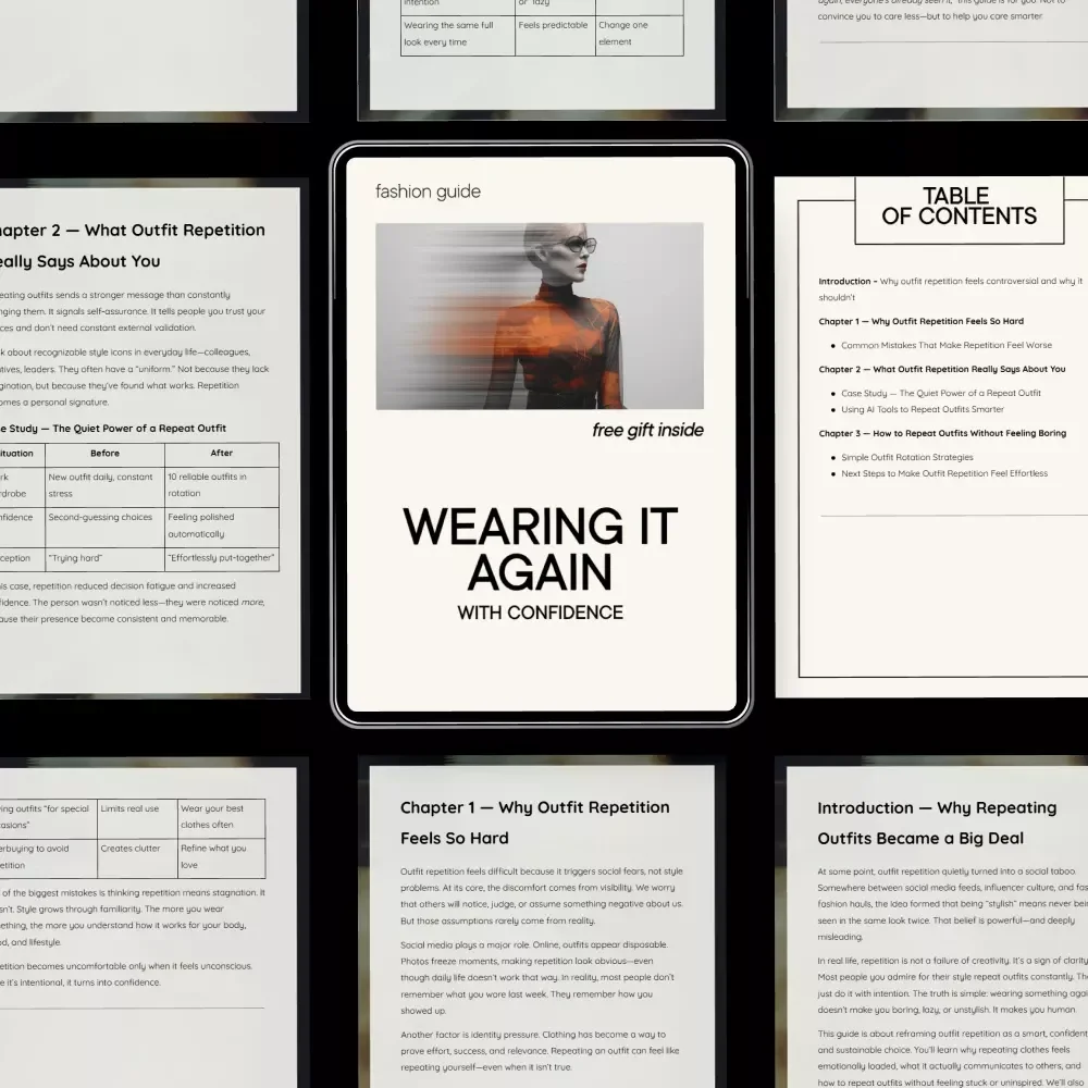 Wearing It Again With Confidence – Outfit Repetition Style Guide, Digital Fashion eBook for Effortless Looks, Capsule Wardrobe Mindset & Smart Outfit Rotation