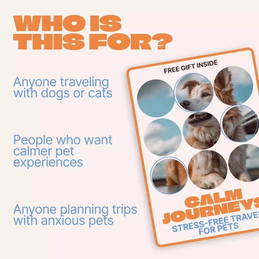 Calm Journeys: Stress-Free Travel for Pets | Pet Travel Anxiety Guide, Stress-Free Pet Travel eBook, Dog & Cat Travel Checklist, Anxiety-Free Trips
