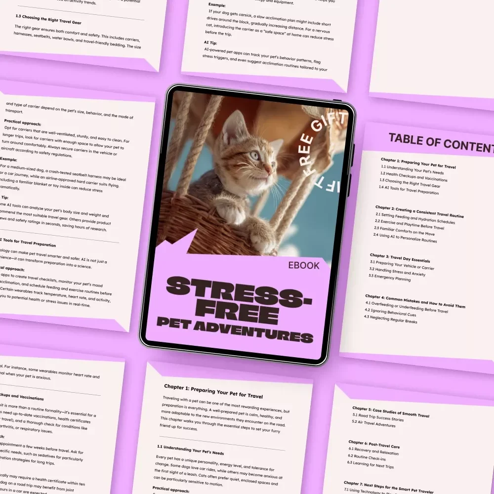 Stress-Free Pet Adventures – A Complete Pet Travel Guide for Calm, Happy Trips | Digital Download eBook for Dogs & Cats
