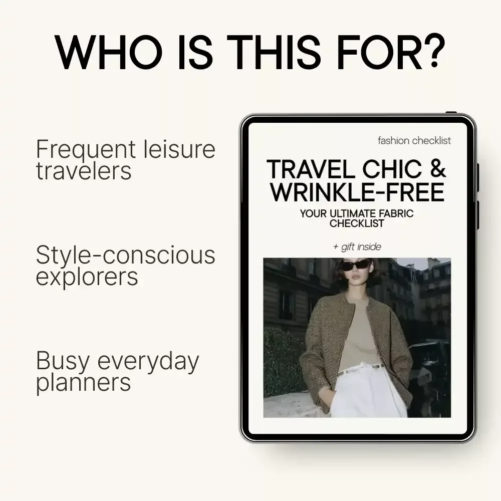 Travel Chic & Wrinkle-Free: Your Ultimate Fabric Checklist | Wrinkle Resistant Fabrics for Travel | Digital Packing Guide for Stylish, Stress-Free Trips