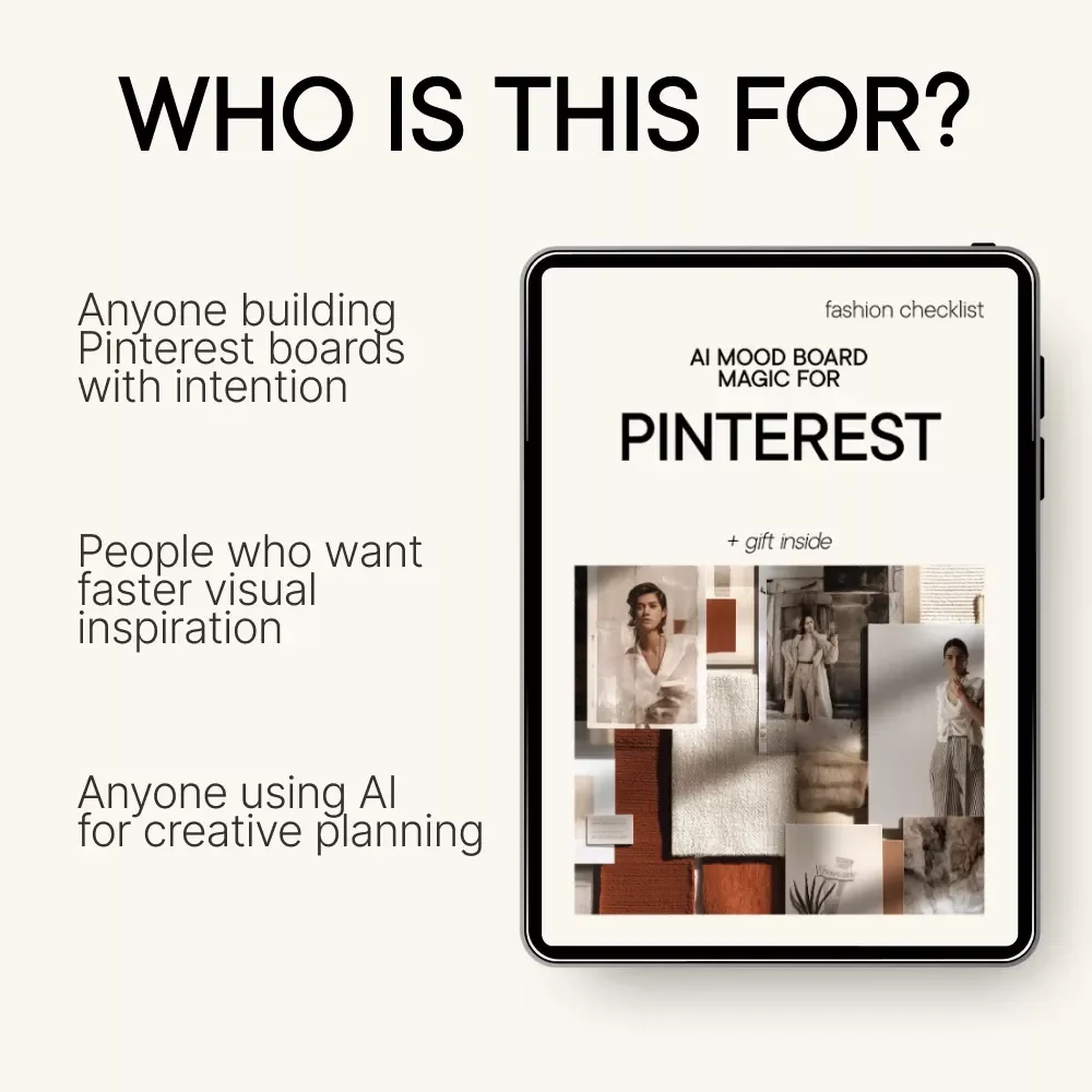AI Mood Board Magic for Pinterest | Checklist for AI for Generating Pinterest Mood Board Ideas, Aesthetic Boards, Brand Vibes & Content Planning