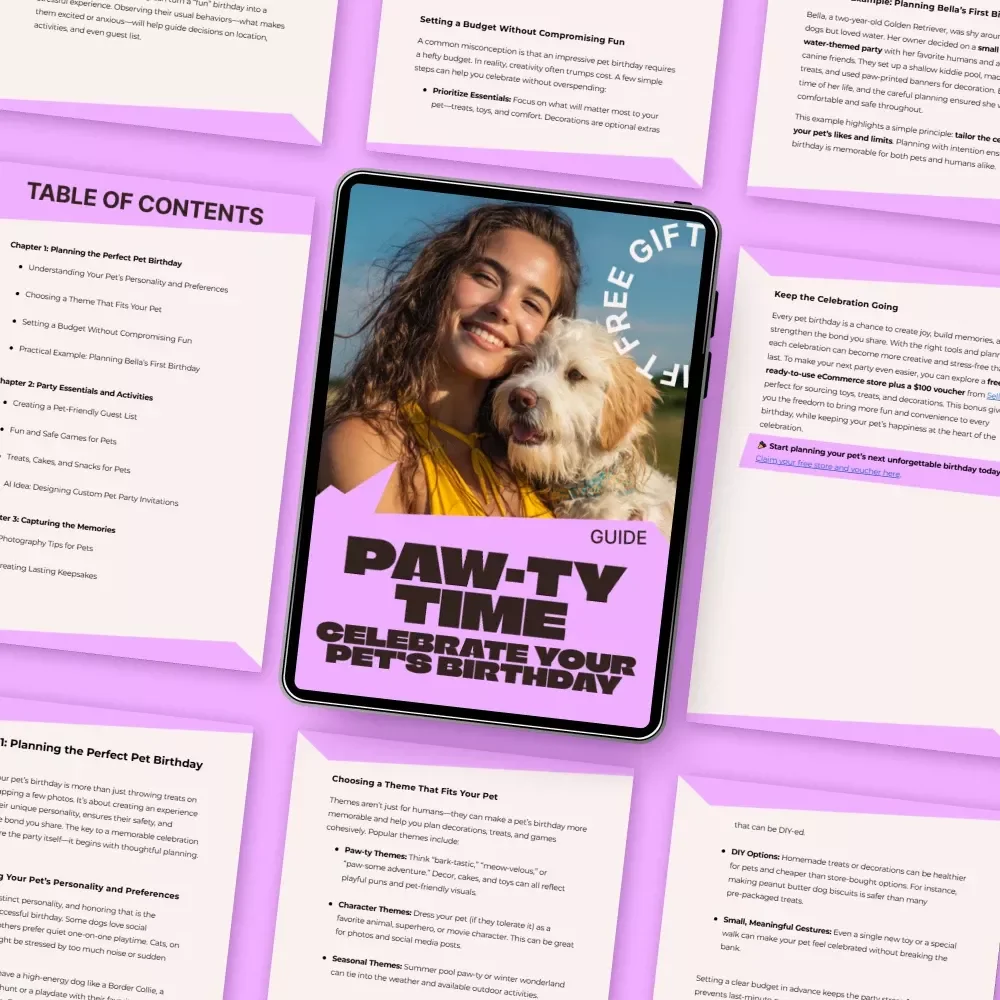 Paw-ty Time: Celebrate Your Pet’s Birthday | Pet Birthday Celebration Ideas Guide | Ultimate Pet Party Planning Digital Download
