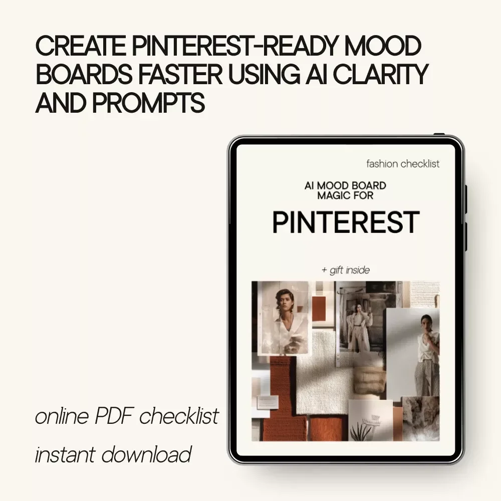 AI Mood Board Magic for Pinterest | Checklist for AI for Generating Pinterest Mood Board Ideas, Aesthetic Boards, Brand Vibes & Content Planning