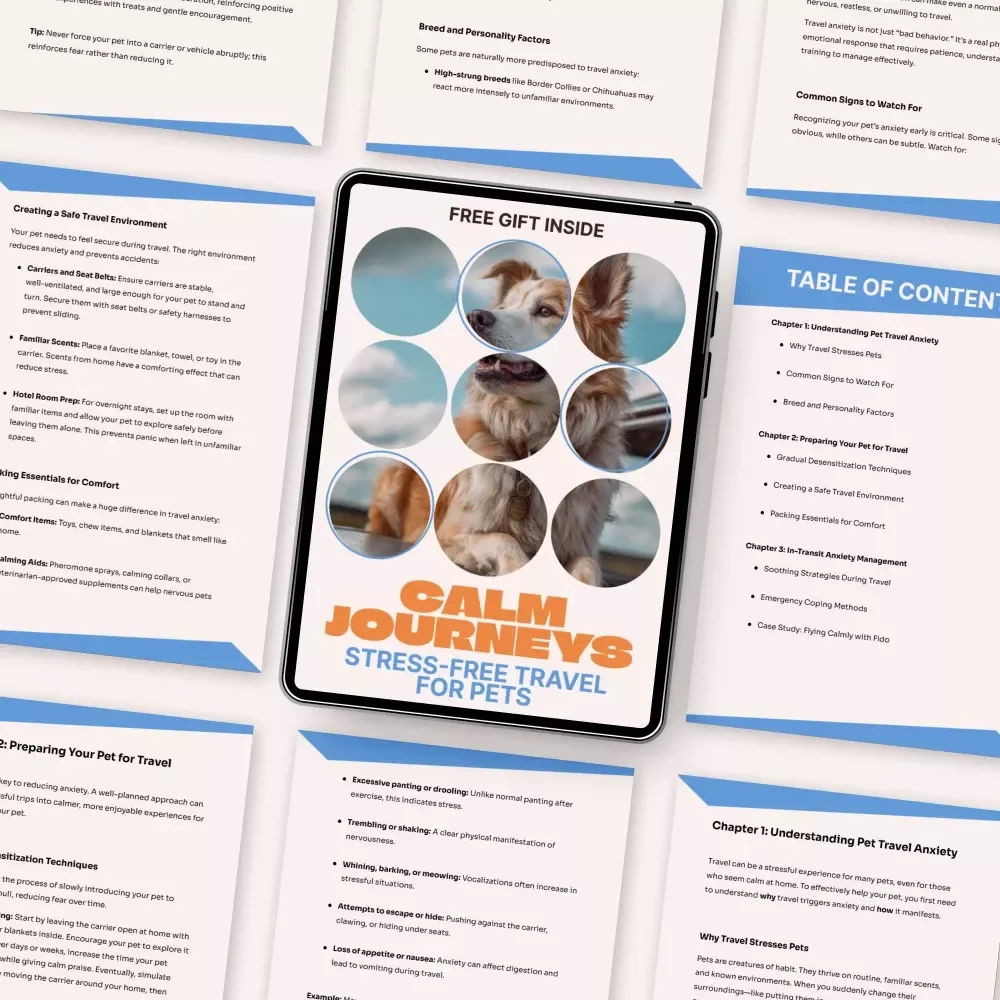 Calm Journeys: Stress-Free Travel for Pets | Pet Travel Anxiety Guide, Stress-Free Pet Travel eBook, Dog & Cat Travel Checklist, Anxiety-Free Trips
