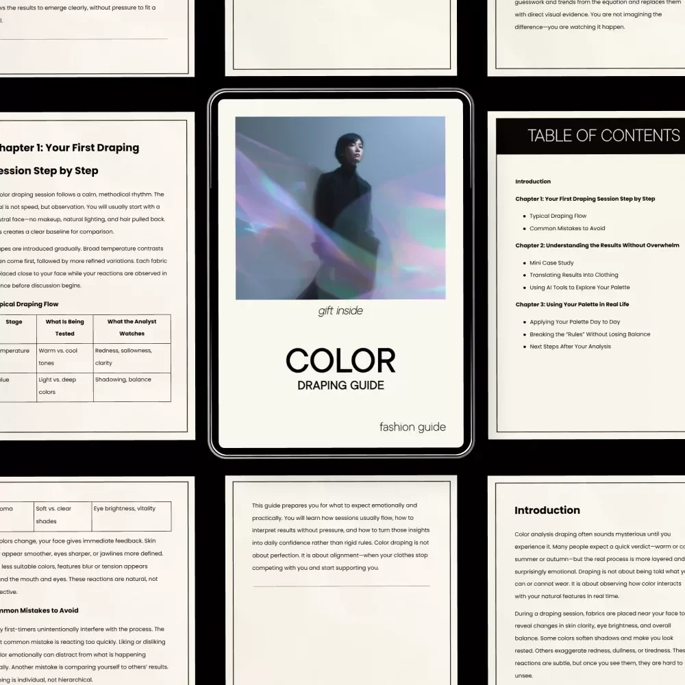 Color Draping Guide – Personal Color Analysis eBook, DIY Color Draping Guide, Seasonal Color Palette Guide, Style & Wardrobe Color Matching Download