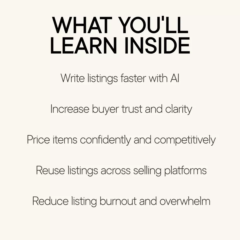 AI Clothing Listing Guide – AI That Helps You Write a Listing to Sell Your Old Clothes, Resell Faster on Etsy, Poshmark, Depop & More
