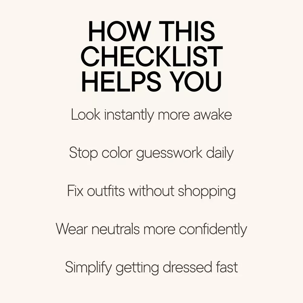 The Color Fatigue Fix – Digital Download Color Analysis Guide & Wardrobe Audit eBook Checklist to Look Less Tired