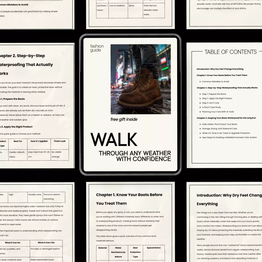 Walk Through Any Weather With Confidence – Ultimate Boot Waterproofing Guide, Step-by-Step Footwear Care eBook, Dry Feet Outdoor Survival Checklist