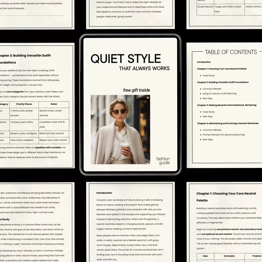 Quiet Style That Always Works – Neutral Wardrobe Guide, Minimalist Fashion eBook, Capsule Closet Checklist, Timeless Outfit Planning Digital Download